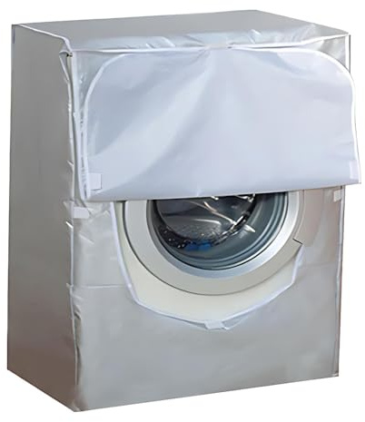 ZSUIQIN 1 Piezas Fundas Lavadora Carga Frontal,62x60x89cm,para Lavadoras | Tela de Poliéster, Plata, Diseño Hueco Trasero, Envolvente de Cuatro Lados, Protege La Lavadora de Humedad y Polvo