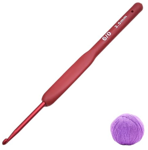 VBSYUYQ 3.5mm (E/4) Crochet Hook with Silicone Grip for DIY Knitting Craft | 1 pack 3.5mm aluminum crochet hook with soft silicone grip handle,ideal for daily DIY crochet and handmade knitting projects