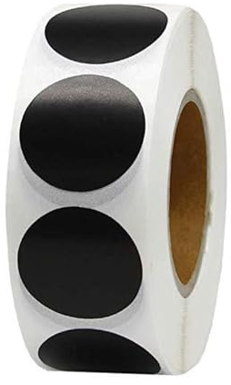 VELSIN 1000 Stück Klebepunkte Bunt - Selbstklebende Runde Aufkleber Bunte Klebepunkte perfekt für DIY Büro Wird zum Markieren Kategorisieren und Warnen verwendet 13 x 13 mm Schwarz (1 Rollen)