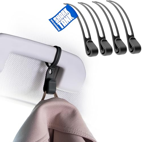 Stowey Car Hook – Kleiderhaken für Auto Haltegriff (4 Stk. Auto Haken) | Jackenhalter Auto halten bis 10kg, Auto Kofferraum Haken, Kleiderbügel Auto Kopfstütze, Jacken Haken Auto Handgriff Schwarz