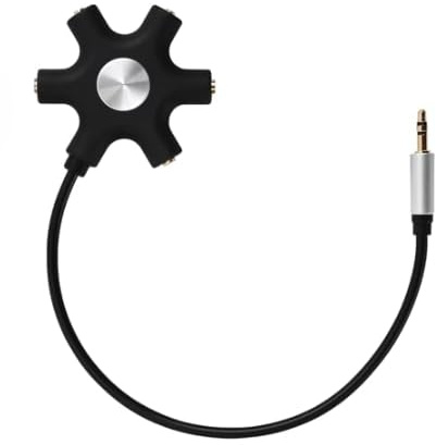 Répartiteur audio 5 casques, Multiprise jack 3,5 mm en alliage d’aluminium, splitter universel 5 ports pour écoute partagée, cours, voyages, musique et mixage, compatible avec iPhone, tablette et PC