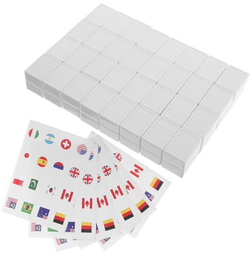 YARNOW Jeu de Mahjong 65 Pièces Autocollants Drapeaux du Monde 30 MM Plastique Solide Jeu de Société Familial Éducatif Pique-Niques Voyage Découverte
