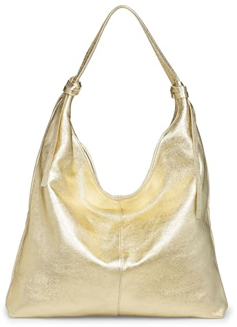Caspar Lässige Leder Schultertasche große Damen Handtasche sportlich elegante Echtleder Shopper - PREMIUM LINE - Modell No.817 - Made in Italy