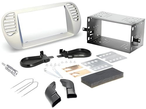 Sound-way Kit Montaggio Autoradio, Mascherina 2 DIN, Plancia, Adattatore Antenna, Chiavi di Smontaggio, Adattatori Bocchette d'Aria compatibile con Fiat 500 Cinquecento