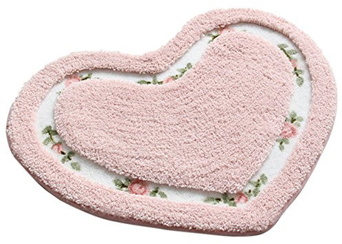 Zhi Jin 1Pc Sweet Heart Front Door Mat Retro Floor Floral Rose Kitchen Rug Mats Pad Home Pink 17.7x19.6