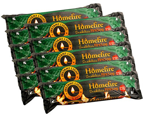 Homefire Smokeless Instant Light Fire Log Open Fire Stove Fuel Burns 2-3 Hours (10 Fire Logs)