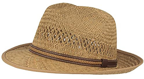 Breiter Chapeau de Soleil en Paille Bogart Chapeau d'été Tissée à la Main 100% Paille - Unisexe - Matériau Léger - Confortable et Durable - Doux pour la Peau, Naturel