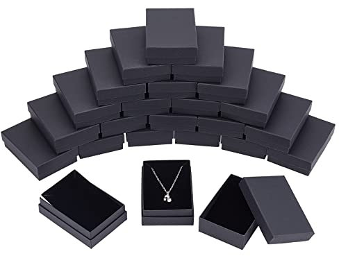 NBEADS 60 Stück Karton Jewelry Set Boxen Karton Schmuckschatullen Für Halsketten Ohrringe und Ringe, Rechteck, Schwarz, 9×6,5×2,8cm