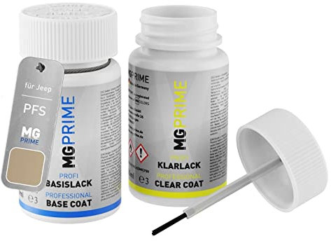 MG PRIME Autolack Lackstift Set für Jeep PFS Cashmere Metallic/Sandstone Metallic Basislack Klarlack je 50ml
