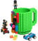 Lumsburry Build-on Brick Coffee Mug, Funny DIY Novelty Cup with Building Blocks Creative Gift for Kids Men Women Xmas Birthday (Green)