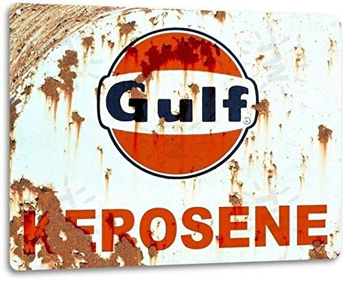 Gulf Kerosin Gas Öl Garage Shop Retro Vintage Look Rustikale Wanddekoration Metallschild 20,3 x 30,5 cm