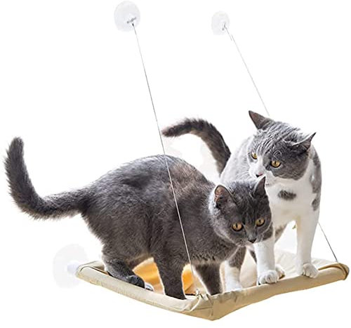 CUBY Cat Window Perch for 360°Sunbath,Safety Hammock Window Seat,Sturdy Heavy Duty Suction Cups Cat Bed Holds up to 30lbs,Easy to Assemble,Window Hammock cat Perch