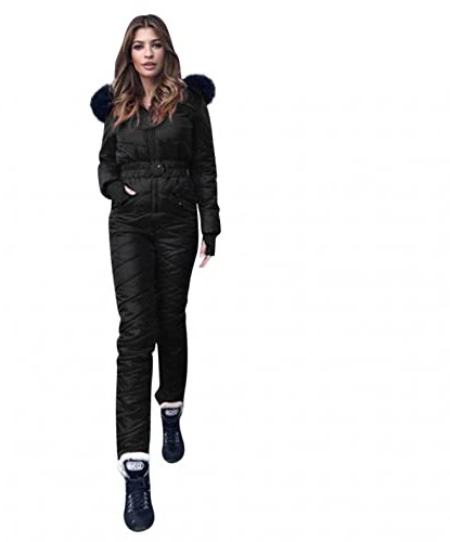 SGSD Damen Snowboard Skisuit Einteiliger Ski - Einteiler Skianzug Winddicht Dicke Skijacke Hose Set Warm Schneeanzug Schnee Sport Overall Sports Anzug, M, Aa-schwarz