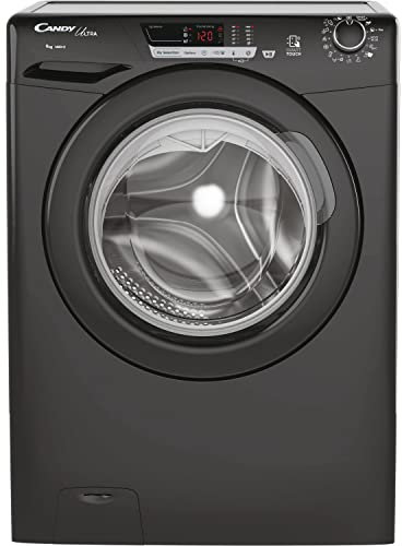 CANDY Ultra HCU1492DBBE Freestanding Washing Machine, 9kg Load, 1400 rpm, Android App Enabled, Eco Cycles, Water&Energy auto sensing, Black