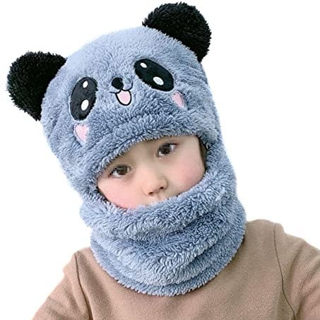 Baby Hüte Wintermütze Baby schlupfmütze Warm Niedlich Bär Wintermütze Schalmütze Winter Warme Kapuzen Schal Beanies Hüte für Jungen Mädchen, Grau