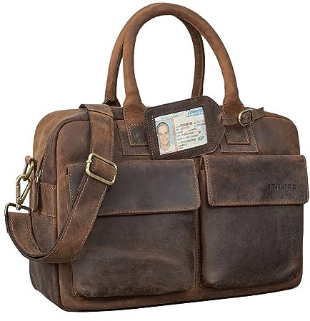 STILORD 'Carlo' Große Umhängetasche Leder Lehrertasche Aktentasche Schultertasche Reise Beruf Freizeit 15,6 Zoll Laptop College Bag Arbeit Büro, Farbe:calais - braun