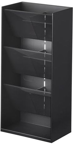 Yamazaki 5604 TOWER Makeup Storage Case, black, ABS Resin/Polycarbonate/Silicone, 12 x 7.7 x 25 cm