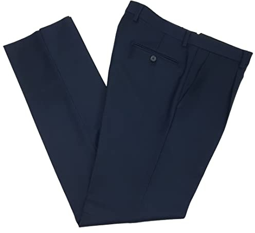 DIDYUGO Pantalone Uomo Classico in 100% Pura Lana Vergine Vita Alta Gamba Larga Invernale 46 48 50 52 54 56 58 60 (54 - Blu)