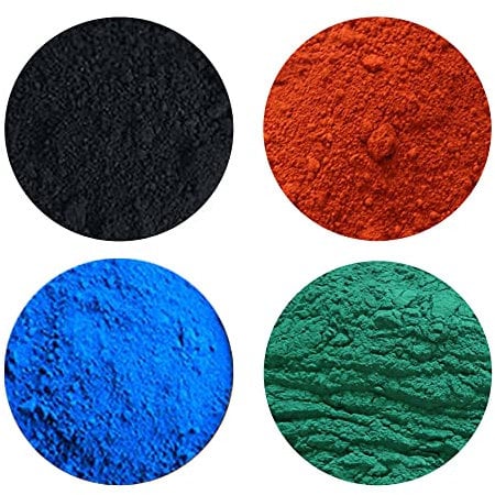 USIGONG 100g 4-Pack Iron Oxide Powder Set, Concrete Pigment, Cement, Mortar, Black, Green, Red, Blue, 25g Each, Matte, Opaque, Powder Finish, Mineral Paint, Masonry, Artistic, Indoor & Outdoor Use