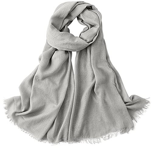 Damen Herren Viskose Langer Schal Tuch Stola Halstuch Sonnenschutz Groß Strand Schultertuch Tuch Wickeln mit Fransen Super Weich Komfort für Frühling Einfach Basic 95×195cm - Einfarbig Grau #A14