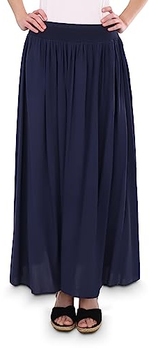 Malito Damen Maxi Rock, Langer Rock Blickdicht, Sommerrock mit elastischem Bund - 2203