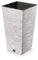 Prosperplast 2in1 Blumentopf mit Innenkübel Pflanzentopf Übertopf Pflanzentopf Kunststoff Holz Meißel Optik 29,5 cm x 29,5 cm x 55 cm (Weiß)