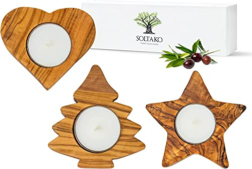 Olivenholz Teelichthalter The Christmas Candle