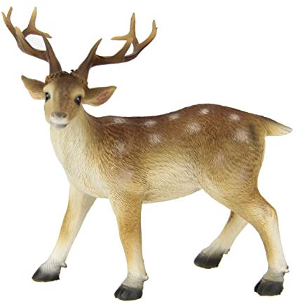 Flair Flower Stehendes Deko REH Rehkitz Deko Figur Bambi Rehbock mit Geweih Rotwild Tierfigur Dekofigur Figuren Statue Skulptur Gartenfigur Wald Balkon Garten Kunstfigur, Braun, 17x15x10 cm, 706805N