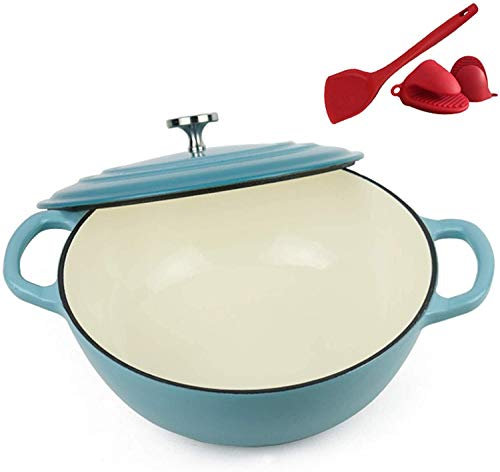 Casserole Dishes with Lids Dutch Oven with Dual Handle, Nonstick Enamel Cookware Crock Pot (Blue)