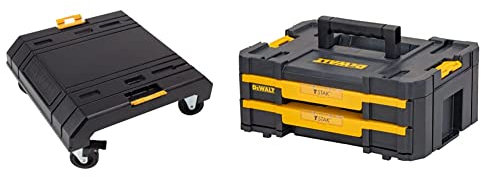 Dewalt DWST1-71229 TSTAK System DW Cart, Yellow/Black, One Size & DeWalt DWST1-70706 T-Stak IV Tool Storage Box with 2-Shallow Drawers, Yellow/Black, 7.01 cm*16.77 cm*12.28 cm