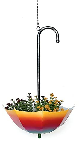 DanDiBo Blumenampel Metall Hängeampel mit Topf Innen Außen Regenschirm Hängepflanzen 57-72 cm 96258 Pflanzenhänger Blumenhänger Topfhänger Blumen (72cm)