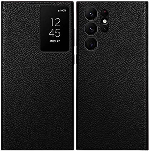 Etui en Cuir pour Samsung Galaxy S22 Ultra 5G. Veille/Réveille toi/Intelligent Coque/Couverture/Boîtier du Téléphone pour Samsung S22 Ultra - Noir