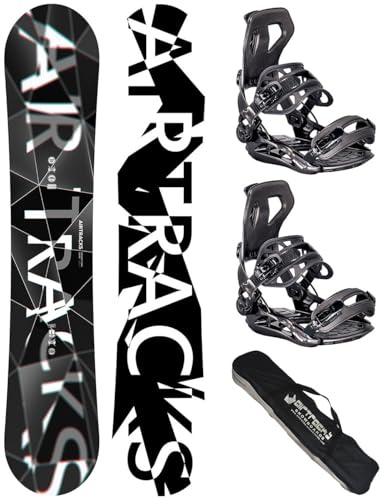 Airtracks Herren Snowboard Set – Refractions Game Snowboard Wide - Snowboardbindung Master Fastec - Snowboard Bag 155 159 161 165 171 cm