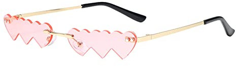 Sonnenbrille in Herzform, Herz Sonnenbrille, Vintage Sonnenbrille Hippie Stil Sonnenbrillen, Rave Brille Schnelle Brille Rave für Hippie Party Zubehör, Unregelmäßige Form Retro (Pink, One Size)