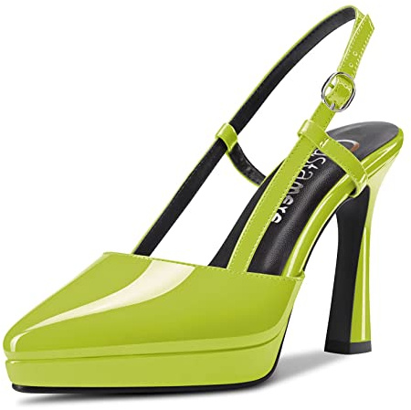 Castamere Donna Alto High Spillo Piattaforma Tacco Heel a Punta Slingback Slip-on Pumps da Matrimonio Dress 10 CM Heels Verde Lime 36 EU