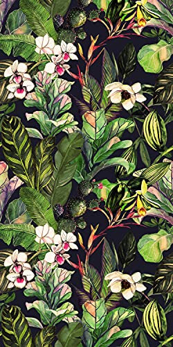 wandmotiv24 Türtapete Pflanzen Gemälde, Dschungel, Blumen 90 x 200cm (B x H) - Selbstklebende Strukturtapete Sticker für Türen, Türfolie, Aufkleber, M1347