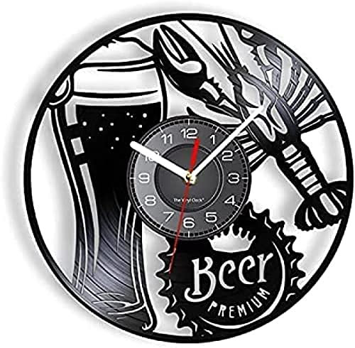 Wall Clock Vinyl Record Wall Clock With Beer And Crayfish Beer Bottle Cap With Seafood Modern Design Favorite Time Of Summer Home Bar Pub Kitchen Decor