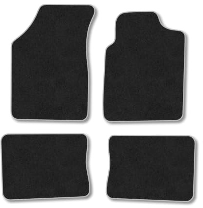 Renault Clio (1998-2005) Carpet Car Mats | Grey Edge Trim Tailored Fit Floor Mats Full Coverage Protection Accessories Easy Clean Anti Slip Made in the UK