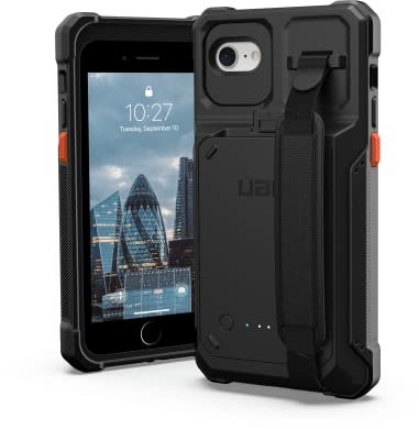 URBAN ARMOR GEAR Battery Case Compatible with iPhone SE (2022/2020) / iPhone 8 Case with Battery [3000 mAh, Integrated Hand Strap, Drop Protection up to 3.6 m According to US Military Standard] Black