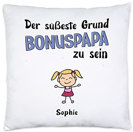 Kiddle-Design Vatertag Kissen inkl. Füllung Süßester Grund Bonus Papa zu Sein Vatertagsgeschenk Stiefvater Geschenk Stiefpapa Geburtstag