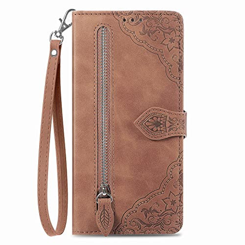 NEXCURIO Handyhülle für Samsung Galaxy S23 Ultra 5G Hülle Klappbar mit Kartenfäch Ständer Klapphülle Schutzhülle Leder Wallet Flip Case Cover Tasche Handytasche Stoßfeste - Braun
