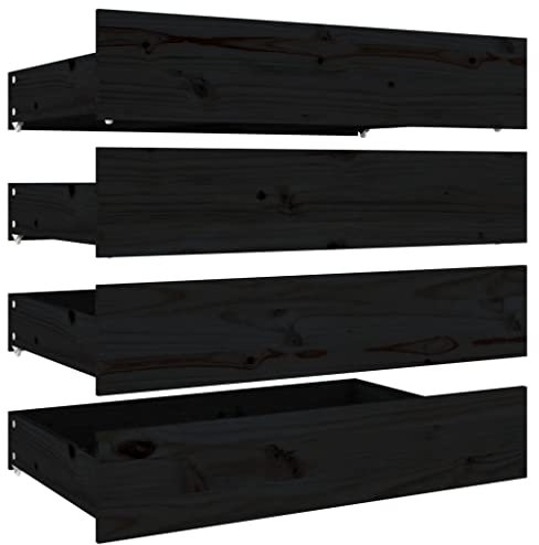 vidaXL Bettschubladen 4 Stk. Schwarz Massivholz Kiefer