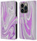 Head Case Designs Offizielle Suzan Lind Violett Weiß Grau Wirbel Aus Marmor Leder Brieftaschen Handyhülle Hülle Huelle kompatibel mit Apple iPhone 14 Pro