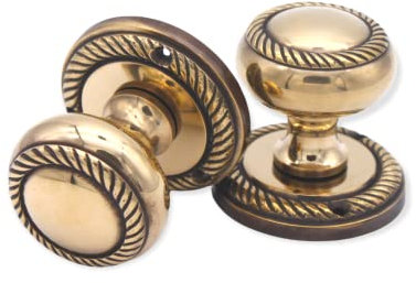 Infinity Decor Georgian Mortice Sprung Door Knob 50mm - Aged Brass Pull Handles Set - for Interior Doors