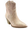ABSOLEX Women Western Cowgirl Cowboy Pointed Toe Rhinestone Ankle Booties, Rose Gold, 7 UK