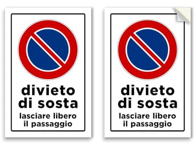 Readyprint, Adesivi Divieto di Sosta, lasciare libero Il passaggio, mis. 20x30 cm, cartello in vinile morbido, impermeabile, 2.PZ
