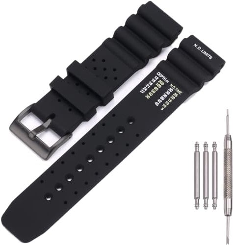 MCXGL 22mm Silikon-Uhrenarmband kompatibel mit Citizen Hyper Aqualand Duplex Promaster Herren Sport Wasserdicht Taucharmband Armbanduhr Zubehör (Black buckle)