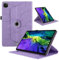 TEDTIKJT Cover per iPad air 13 2024/iPad Pro 12.9 Pollice (6th/5th/4th/3rd Generazione 2022/2021/2020/2018) Custodia Pelle PU 360 Ruotabile Flip Tablet Protettiva Cover, Viola Albero