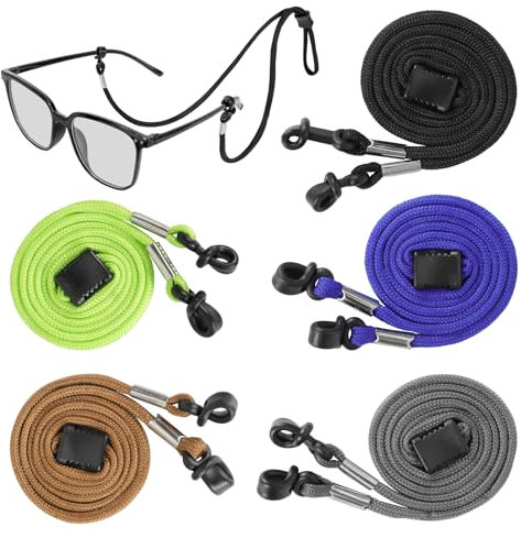Hifot 5 Pack Sports Eyeglasses Strap, Adjustable Sunglasses Holder, Eyeglass Cord Lanyard Holder, Glasses Strap