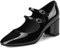 MIRAAZZURRA Escarpins à talon bloc Mary Jane Escarpins élégants avec bride de cheville et bout rond Chaussures vernies avec boucle, Noir , 39 EU